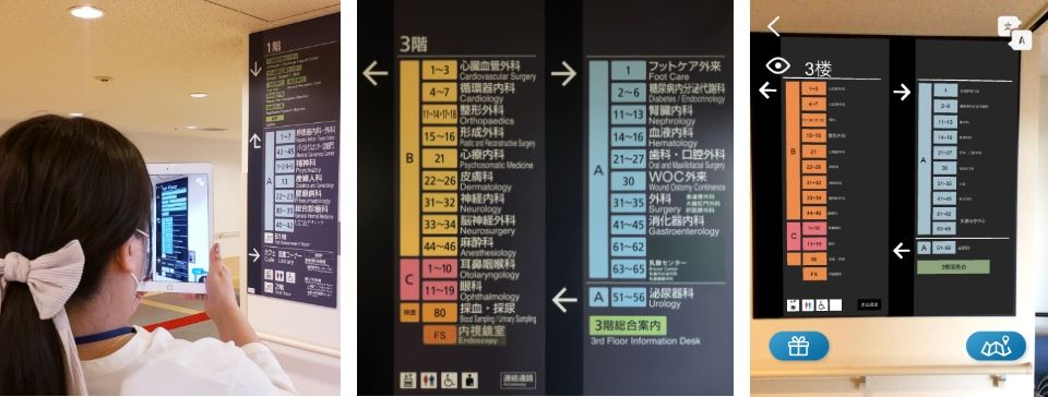 病院案内板の翻訳　Hospital Compass